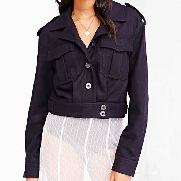 BDG. Eisenhower Navy Cropped Wool Jacket, Sz XS - Picture 2 of 8